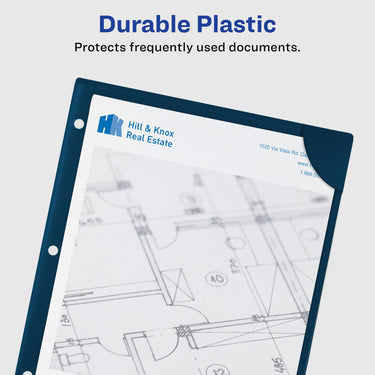 Avery Corner Lock Document Sleeves for 3 Ring Binders, 1 Navy Blue Plastic Sleeve (47838)